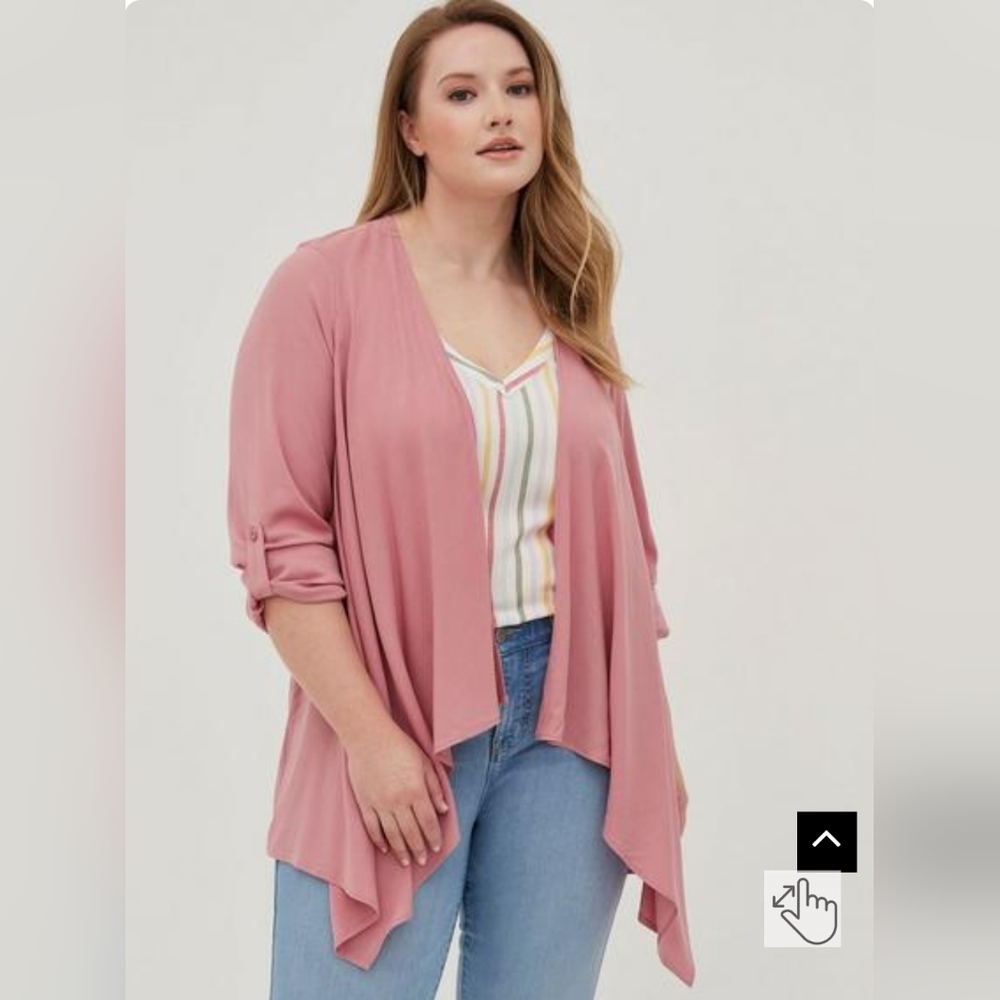 Torrid Drape Kimono - Textured Stretch Rayon Pink Size 3 NWT